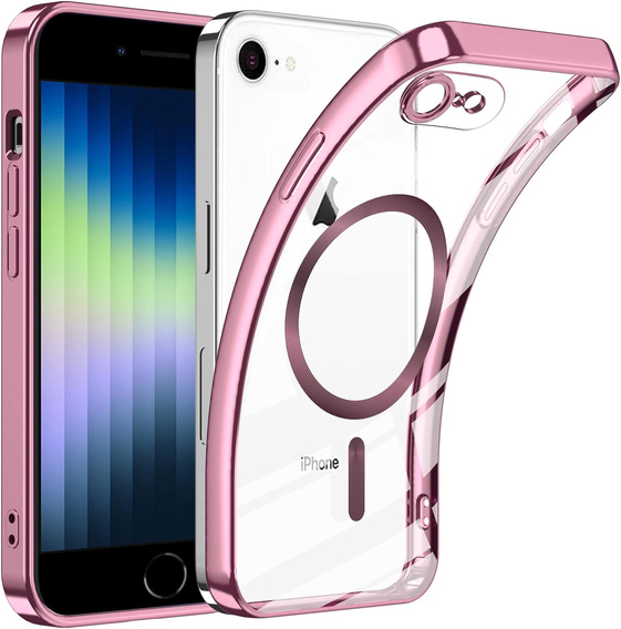 Pouzdro pro iPhone 7 / 8, Electro MagSafe, růžové + sklo na displej