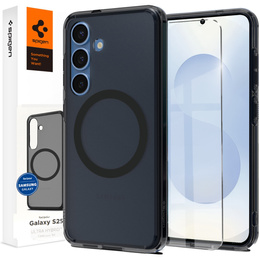 Pouzdro MagSafe Spigen pro Samsung Galaxy S25, Ultra Hybrid, transparentní / černé + 9H tvrzené sklo