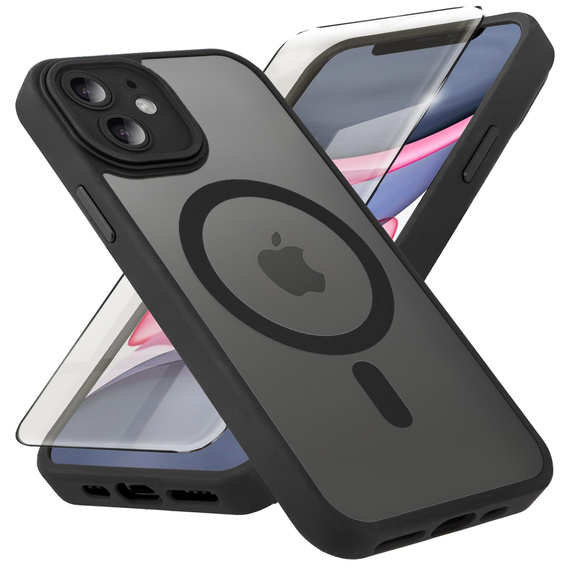 Pouzdro pro iPhone 11, pro MagSafe, ERBORD Matt Case, černý + sklo na displej