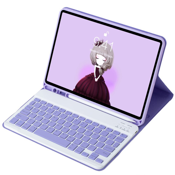 Pouzdro s bluetooth klávesnicí pro iPad 11" 2025 A16 (11 gen.) / iPad 10.9" 2022 (10 gen.), fialové