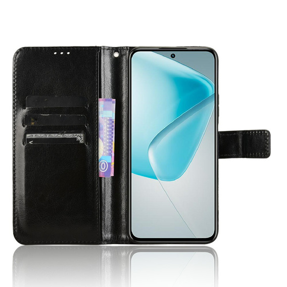 Klopové pouzdro pro Infinix Hot 50 Pro 4G, Crazy Horse Wallet, černé