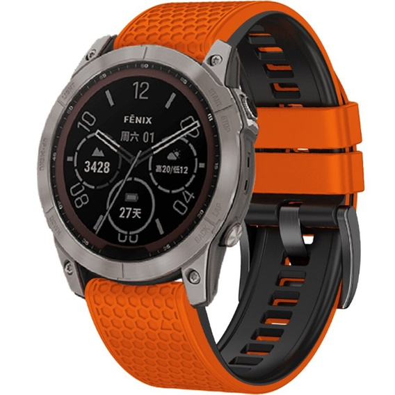 Silikonový řemínek pro Garmin Fenix 7 / Forerunner 965 / 955 / 945 / 935, oranžový / černý
