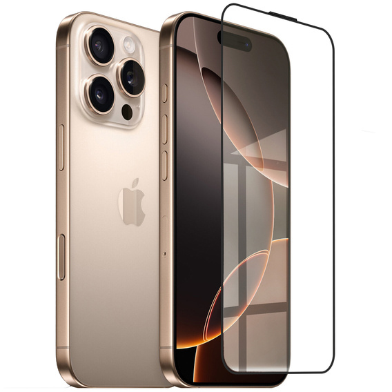 3D tvrzené sklo pro iPhone 16 Pro, černé