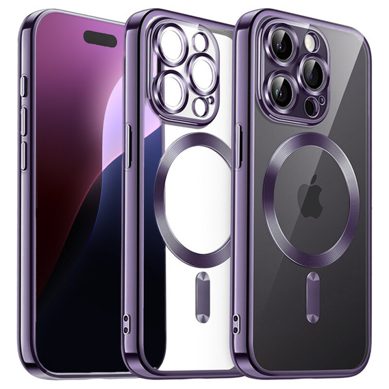 Pouzdro pro iPhone 16 Pro, Electro MagSafe, fialové + sklo na displej