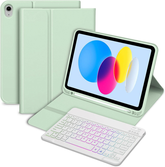 Pouzdro s podsvícenou bluetooth klávesnicí pro iPad 10.9 2022 (10 gen.), zelené