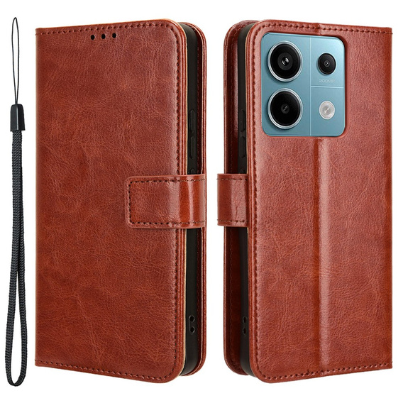 Klopové pouzdro pro Xiaomi Redmi Note 13 Pro 5G, Crazy Horse Wallet, hnědé