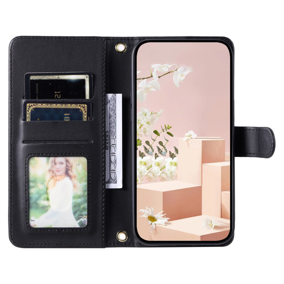 Pouzdro s klopou pro Samsung Galaxy S25, Rhombus Crossbody Leather, černé