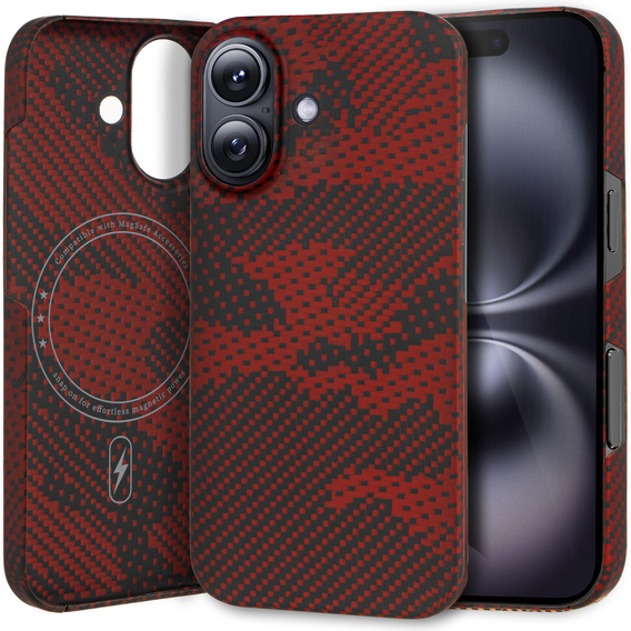 Pouzdro pro iPhone 16 Plus, Aramid Fiber MagSafe, červené
