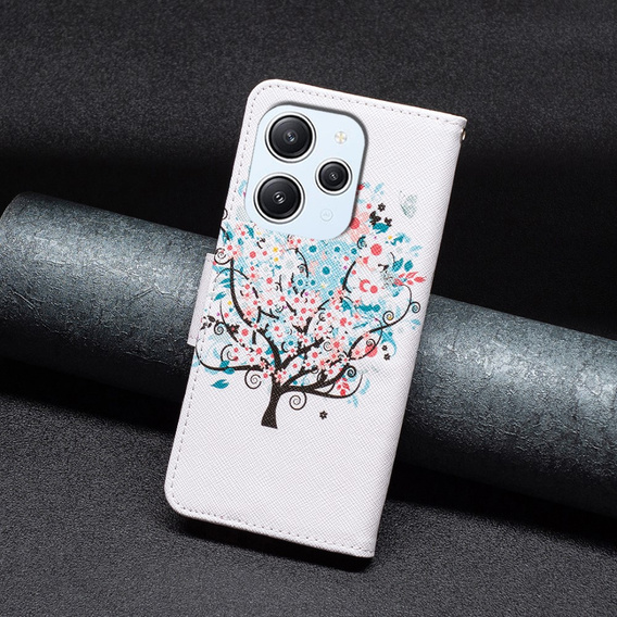 Klopové pouzdro pro Xiaomi Redmi 12 4G, Wallet, colorful tree, bílé