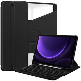 Pouzdro s klávesnicí pro Samsung Galaxy Tab S9 FE / S10 FE, Rotary 360° Leather, černé