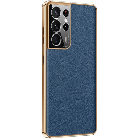 Pouzdro pro Samsung Galaxy S23 Ultra, Cowhide Leather, námořnicky modré