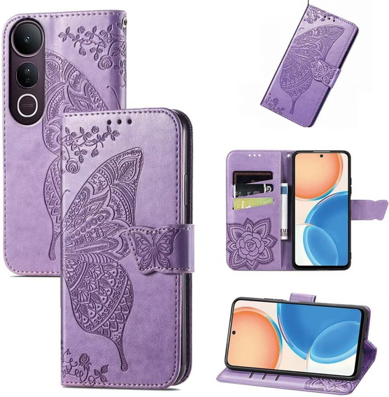 Klopové pouzdro pro Vivo V50 Lite 4G / 5G, Butterfly, fialové