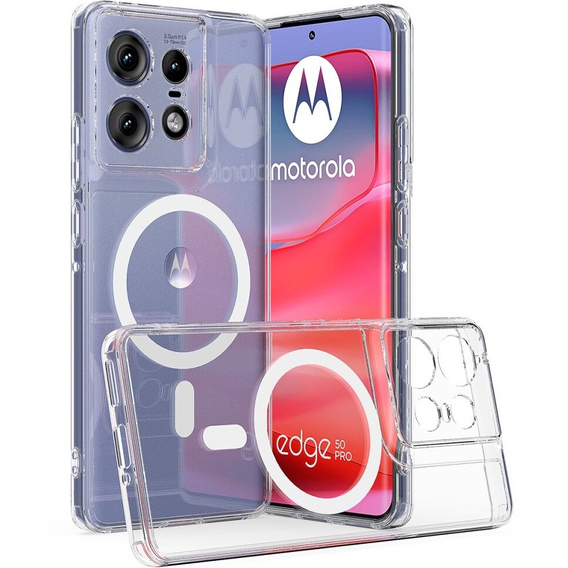 Pouzdro pro Motorola Edge 50 Pro, Fusion Hybrid, pro MagSafe, průhledné