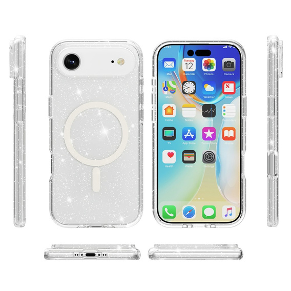 Pouzdro pro iPhone Air, pro MagSafe, třpytivé, průhledné