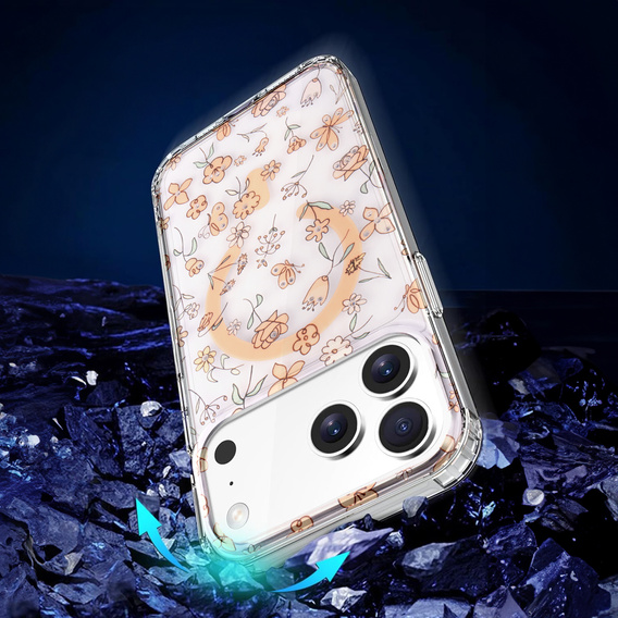 Magnetické pouzdro s květinovým laserovým vzorem pro iPhone 17 Pro