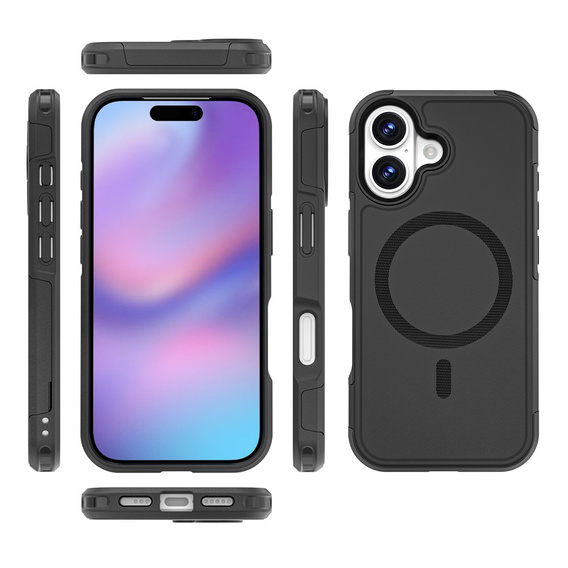 Pouzdro MagForce pro iPhone 17, pro MagSafe, pancéřované, černé