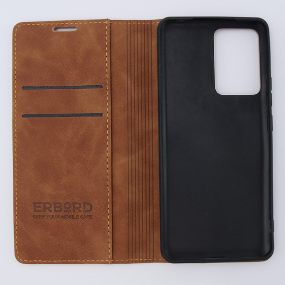 Pouzdro pro Xiaomi 13 lite, ERBORD Vintage peněženka s klopou, hnědé