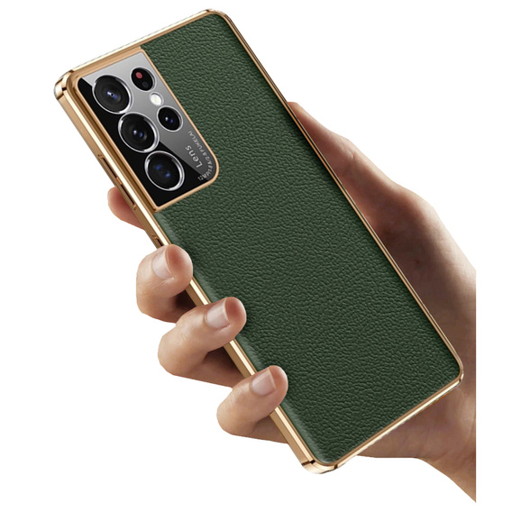 Pouzdro pro Samsung Galaxy S23 Ultra, Cowhide Leather, zelené