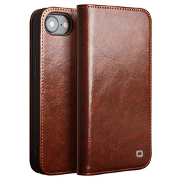 Flipové pouzdro pro Iphone 16E, QIALINO Leather Wallet, hnědé