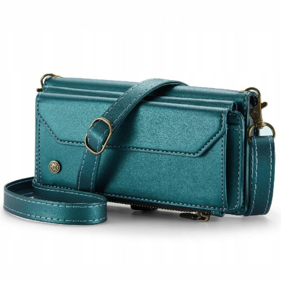 Pouzdro CASEME pro Samsung Galaxy S24 FE, RFID Leather Wallet, s popruhem přes rameno, zelené