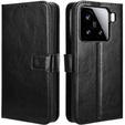 Klopové pouzdro pro Xiaomi 15, Crazy Horse Wallet, černé