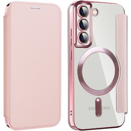 Klopové pouzdro pro Samsung Galaxy S22 5G, RFID Wallet MagSafe CamShield, růžové