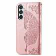 Klopové pouzdro pro Samsung Galaxy M35, Butterfly, růžové rose gold