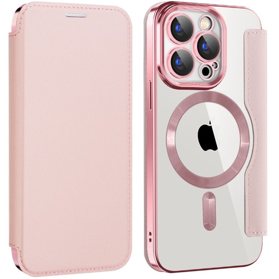 Klopové pouzdro pro iPhone 15 Pro, RFID Wallet MagSafe CamShield, růžové