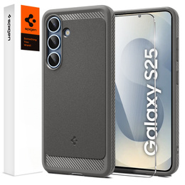 Pouzdro Spigen pro Samsung Galaxy S25, Rugged Armor MagSafe, šedé + tvrzené sklo 9H