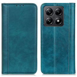 Pouzdro pro Xiaomi 14T, Wallet Litchi Leather, zelené