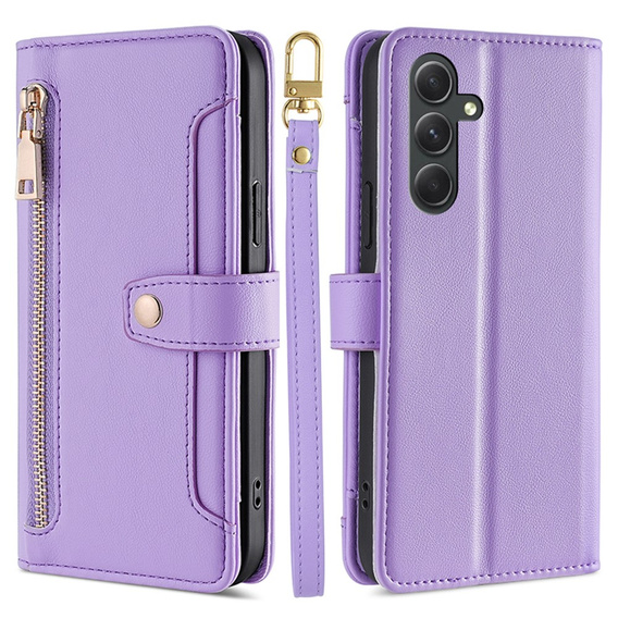 Klopové pouzdro pro Samsung Galaxy A54 5G, Wallet Zipper Pocket, fialové