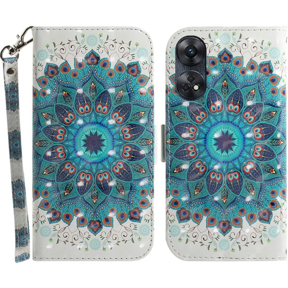 Klopové pouzdro pro Oppo Reno8 T 4G, Wallet mandala, bílé