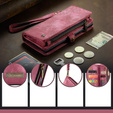CASEME pouzdro pro Samsung Galaxy A56 5G, Retro Leather Wallet, s páskem, červené
