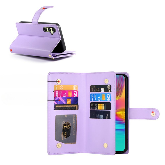 Klopové pouzdro pro Samsung Galaxy A36 5G, Wallet Zipper Pocket, fialové