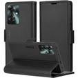 Pouzdro pro Oppo Reno 11F, ERBORD Glossy Litchi, flipová peněženka, černé
