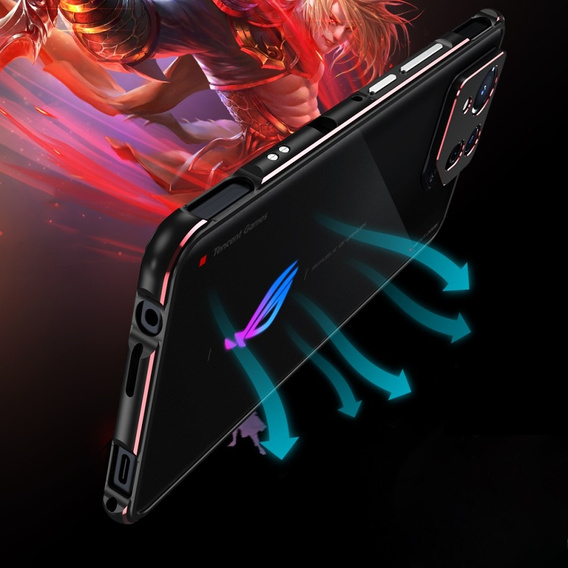 Pouzdro pro ASUS ROG Phone 8 Pro, Armor Bumper, s krytem objektivu, černá / červená
