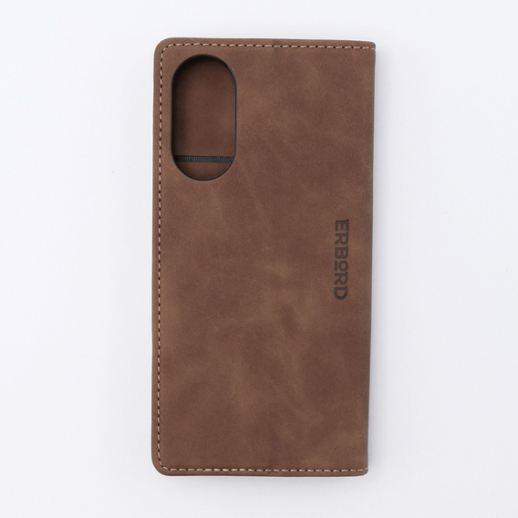 Pouzdro pro Oppo A78 4G, ERBORD Vintage peněženka s klopou, káva