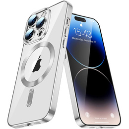 Pouzdro pro iPhone 14 Pro, ERBORD Hybrid MagSafe Case, stříbrné