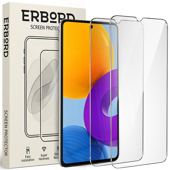 2x tvrzené sklo pro Samsung Galaxy M52, ERBORD 9H Hard Glass na displeji