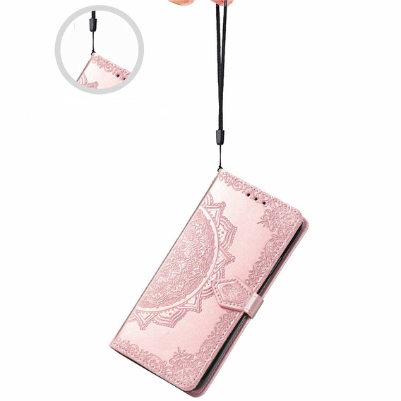 Klopové pouzdro pro Samsung Galaxy M35, Mandala, růžové rose gold