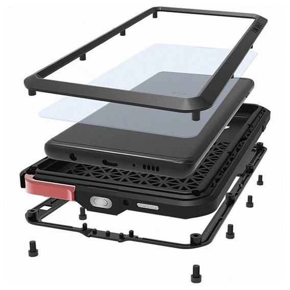 Pouzdro Love Mei pro Samsung Galaxy S10 Plus, armored with glass, černé