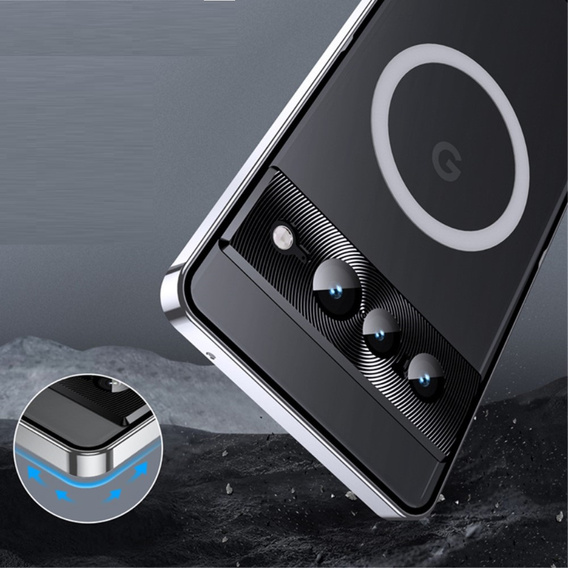 Ochranné pouzdro na fotoaparát pro Google Pixel 8 Pro, CamShield MagSafe, průhledná / stříbrná