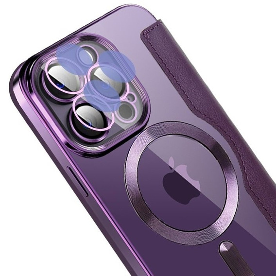 Klopové pouzdro pro iPhone 14 Pro, RFID Wallet MagSafe CamShield, fialové