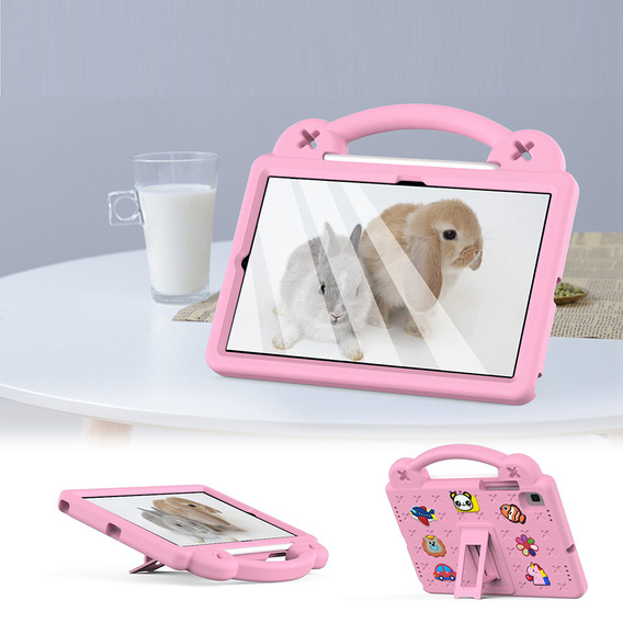 Dětské pouzdro pro Samsung Galaxy Tab S6 Lite 10.4 2020/2022 / Tab A7 2020 T500 / T505 / Tab S6 T860/T865, Cute Patterns, se stojánkem, růžové