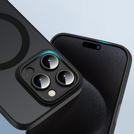 Pouzdro pro iPhone 16 Pro Max, pro MagSafe, ERBORD Matt Case, černý + sklo na displej