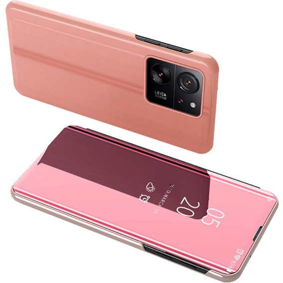 Pouzdro pro Xiaomi 13T / 13T Pro / Redmi K60 Ultra, Clear View, růžové rose gold