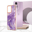 Ochranné pouzdro pro Motorola Moto G24 / G24 Power / G04, Marble Slim Case, tmavě fialové