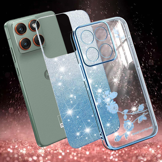 Pouzdro s glitry Glitter Flower pro Motorola Edge 70