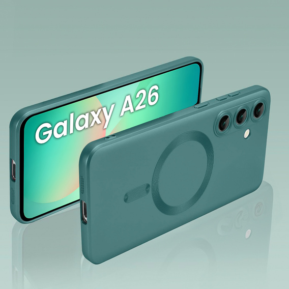 Pouzdro pro Samsung Galaxy A26, ColorMag, pro MagSafe, zelené + tvrzené sklo 9H
