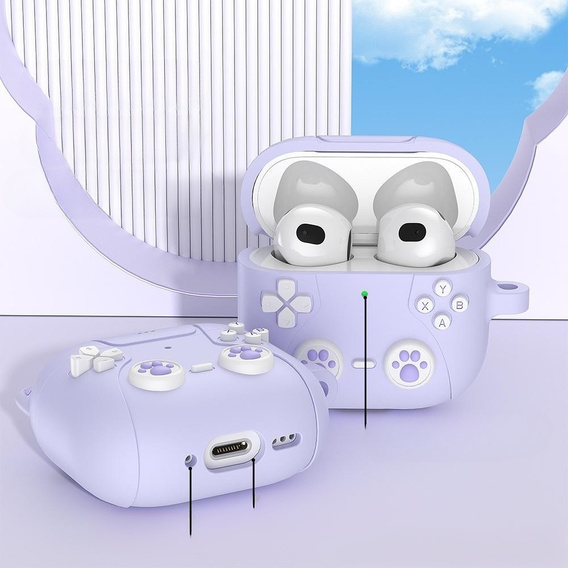 Silikonové pouzdro s motivem kočičí tlapky s kroužkem na klíče pro Apple AirPods Pro 3